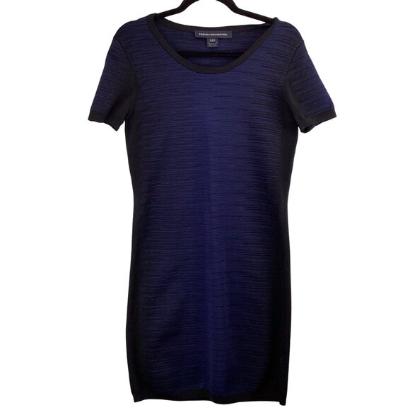 French Connection Dress Size 12 Bodycon‎ Navy & Black Dani Degrade Short Sleeve - Picture 3 of 10
